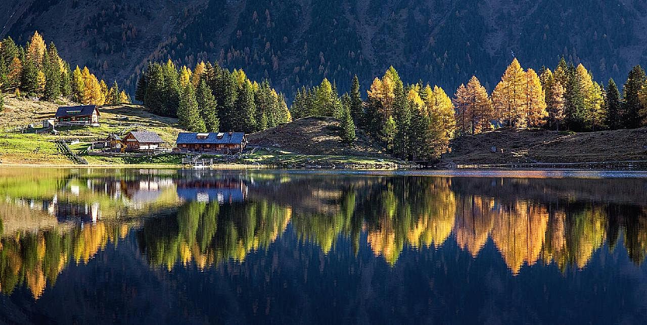 奥地利镜子湖风景图片高清