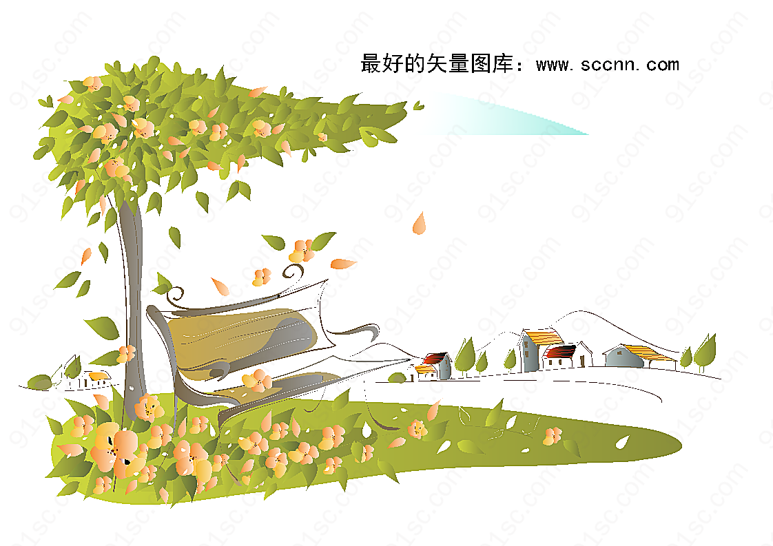 韩国矢量手绘风景插画_10矢量自然风景