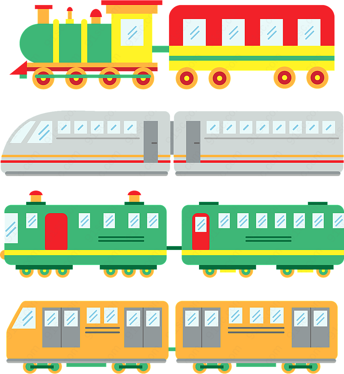 彩色火车设计物品矢量卡通物品