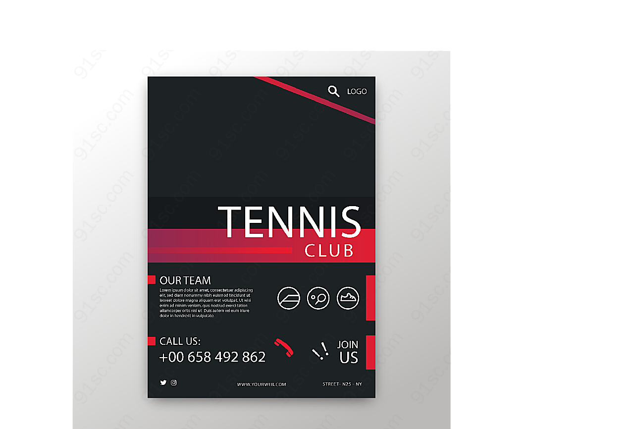网球俱乐部传单平面广告