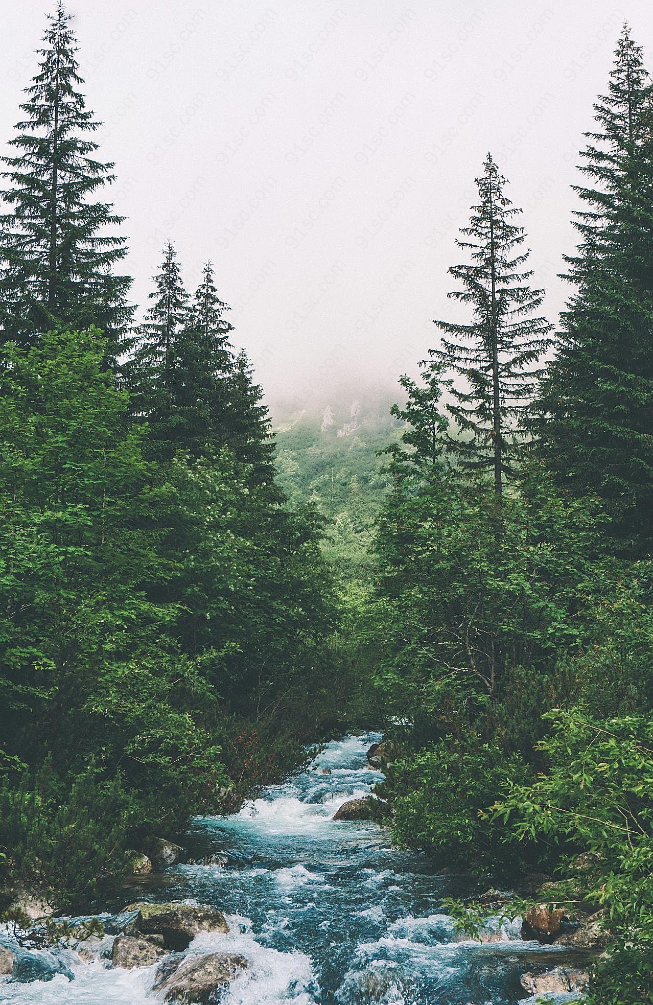 奔腾流水风景图片景观