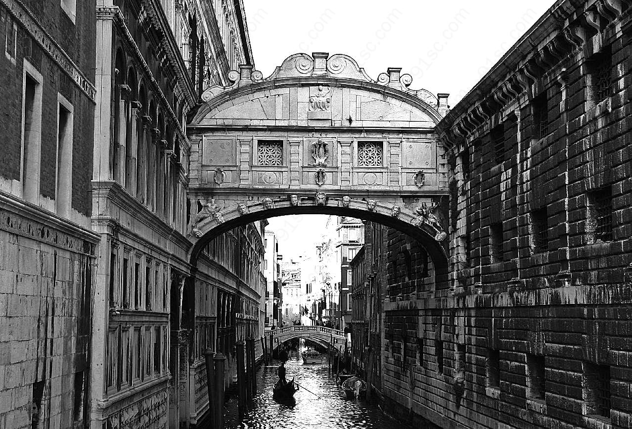 威尼斯叹息桥黑白图片特色建筑
