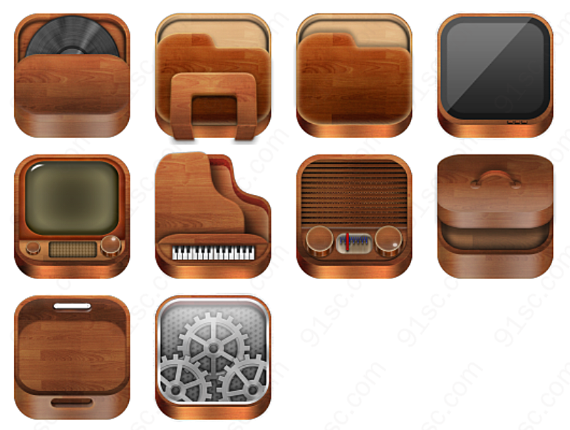 木纹盒子桌面系列图标
