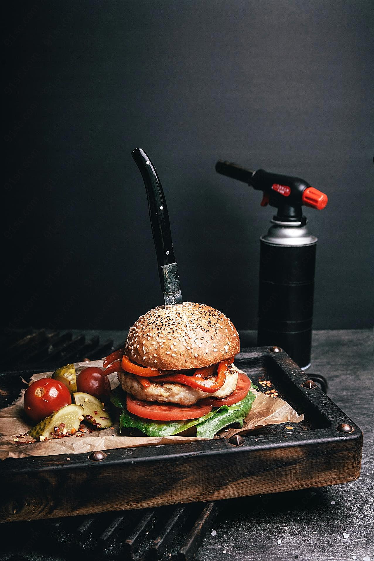 蔬菜牛肉汉堡图片高清摄影