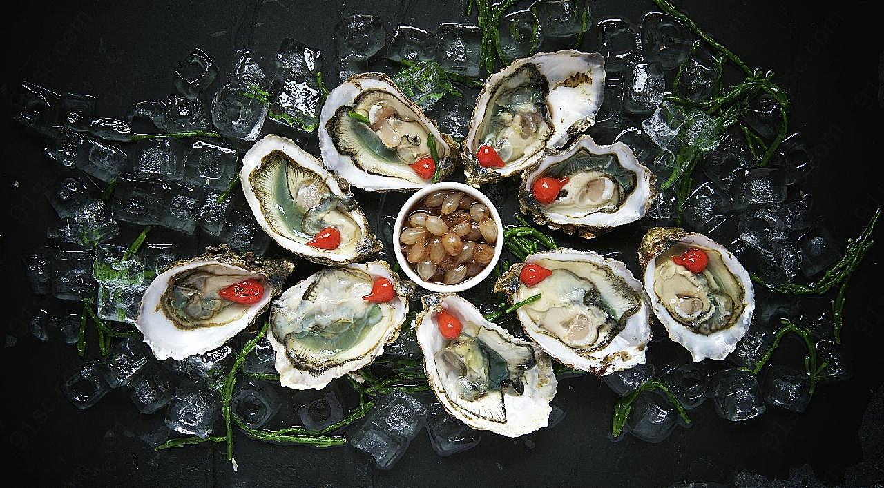 新鲜牡蛎餐饮美食高清摄影
