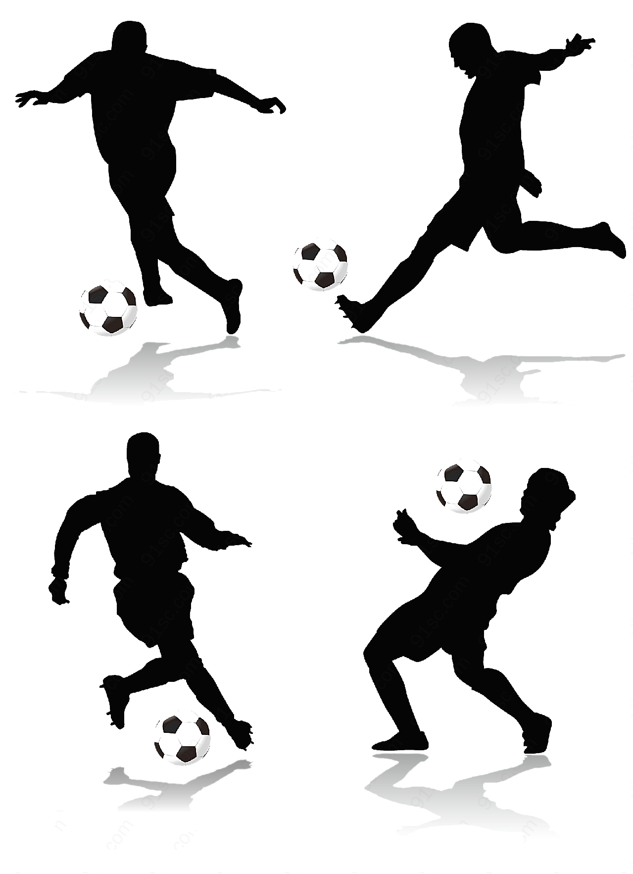 足球运动人物剪影矢量体育运动