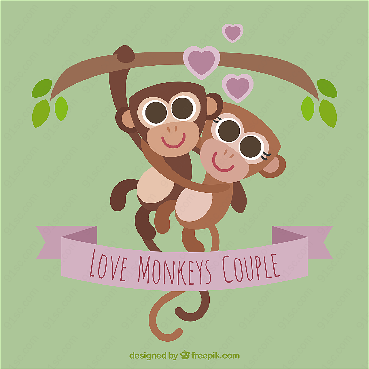 情侣猴子矢量矢量卡通动物