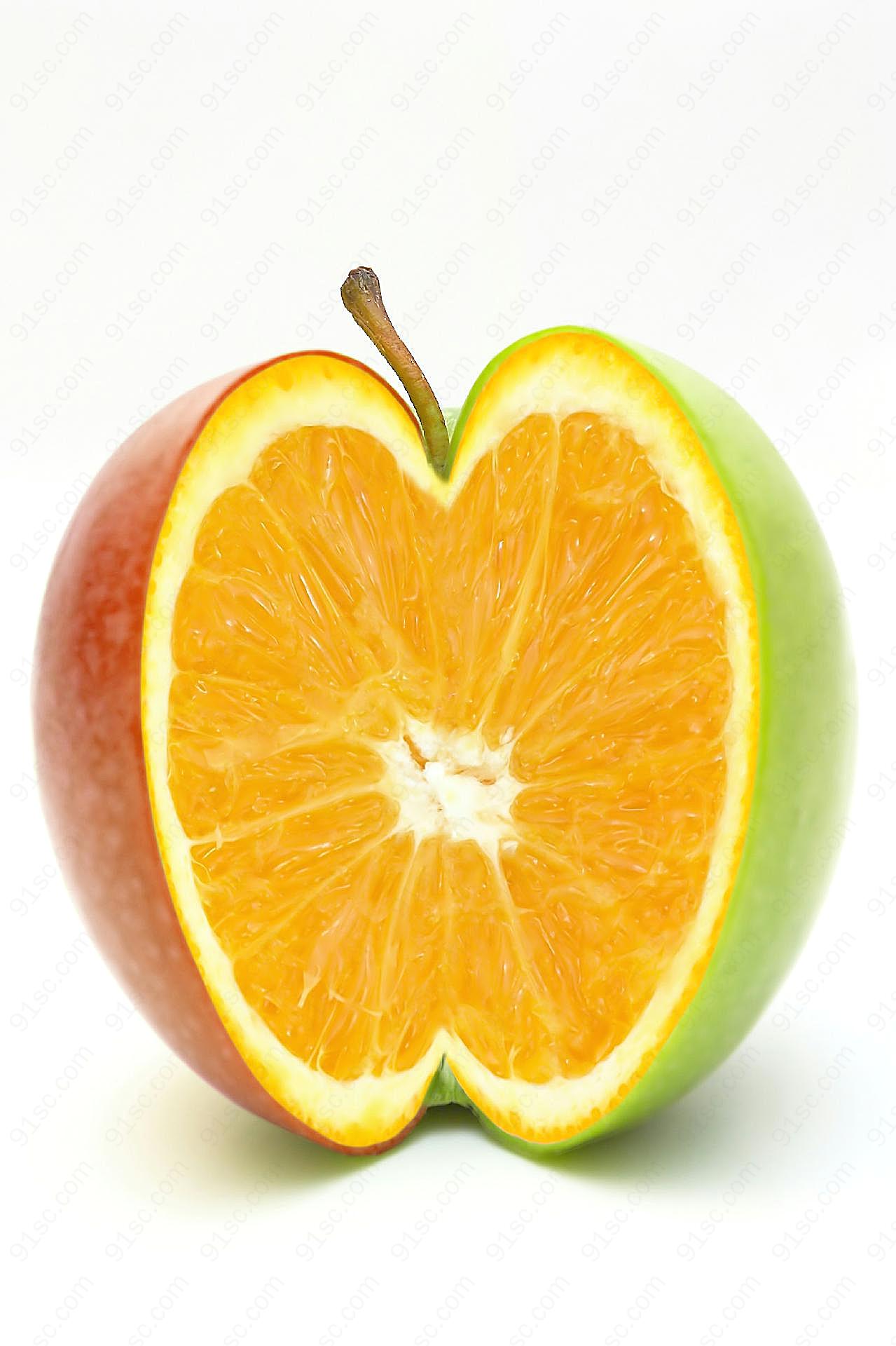 苹果橙子结合高清