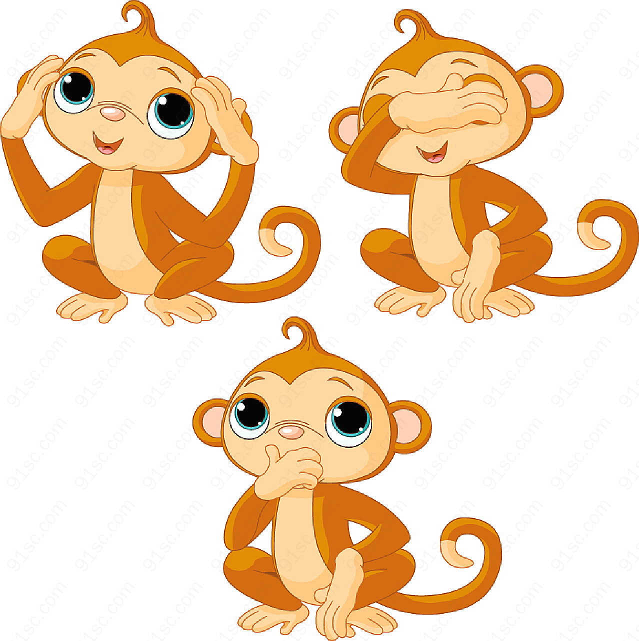 猴子卡通形象动物动物矢量卡通动物