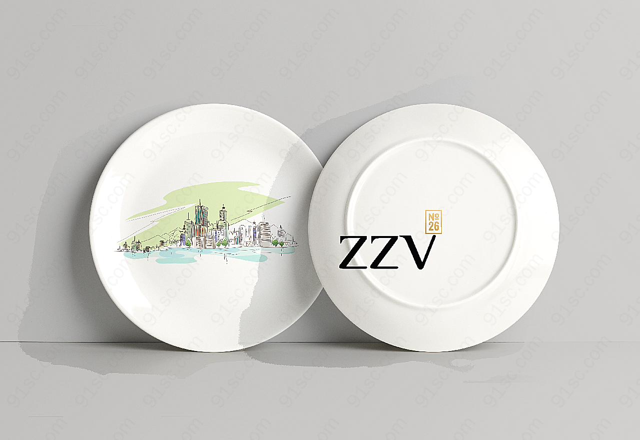 陶瓷盘子logo样机广告