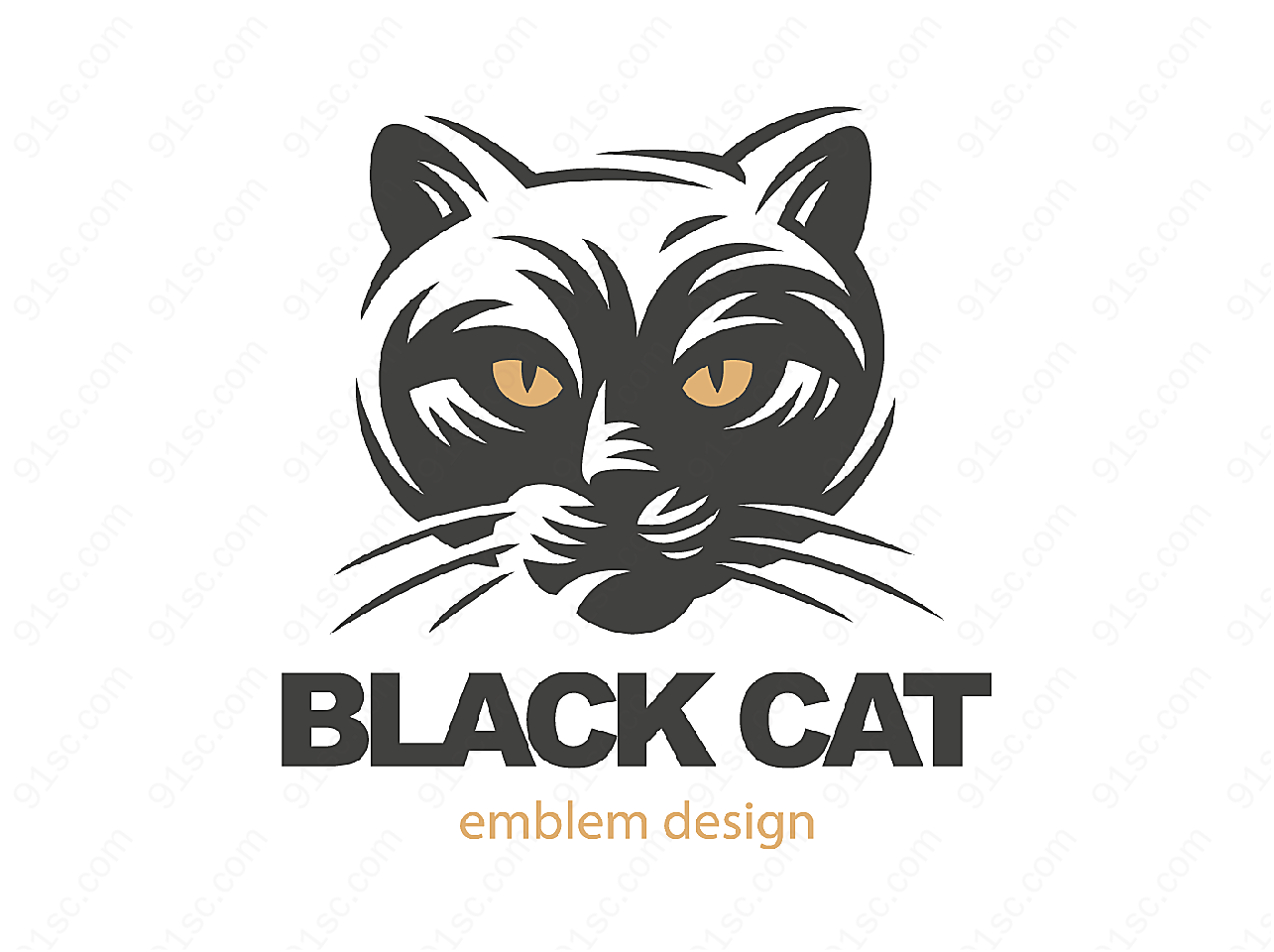 黑猫主题标志矢量logo图形