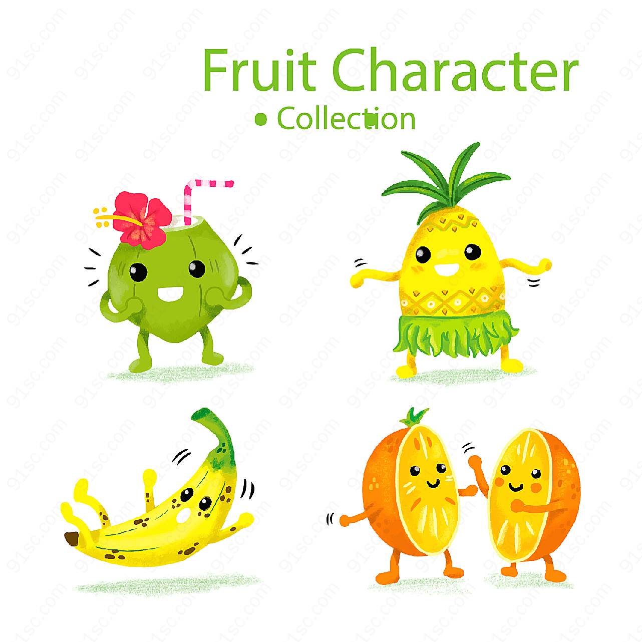 可爱表情水果矢量卡通其它