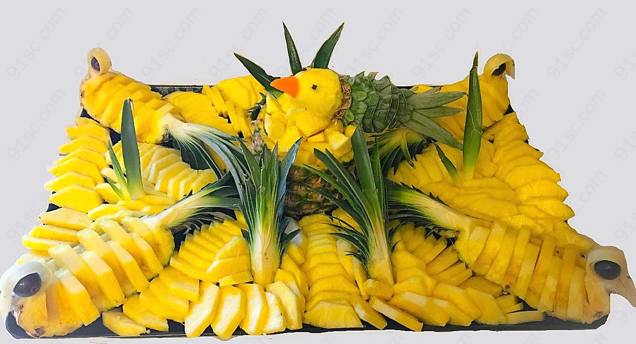 菠萝雕花摆盘图片摄影