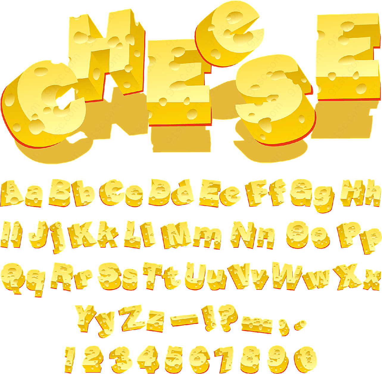 奶酪创意字母矢量艺术字