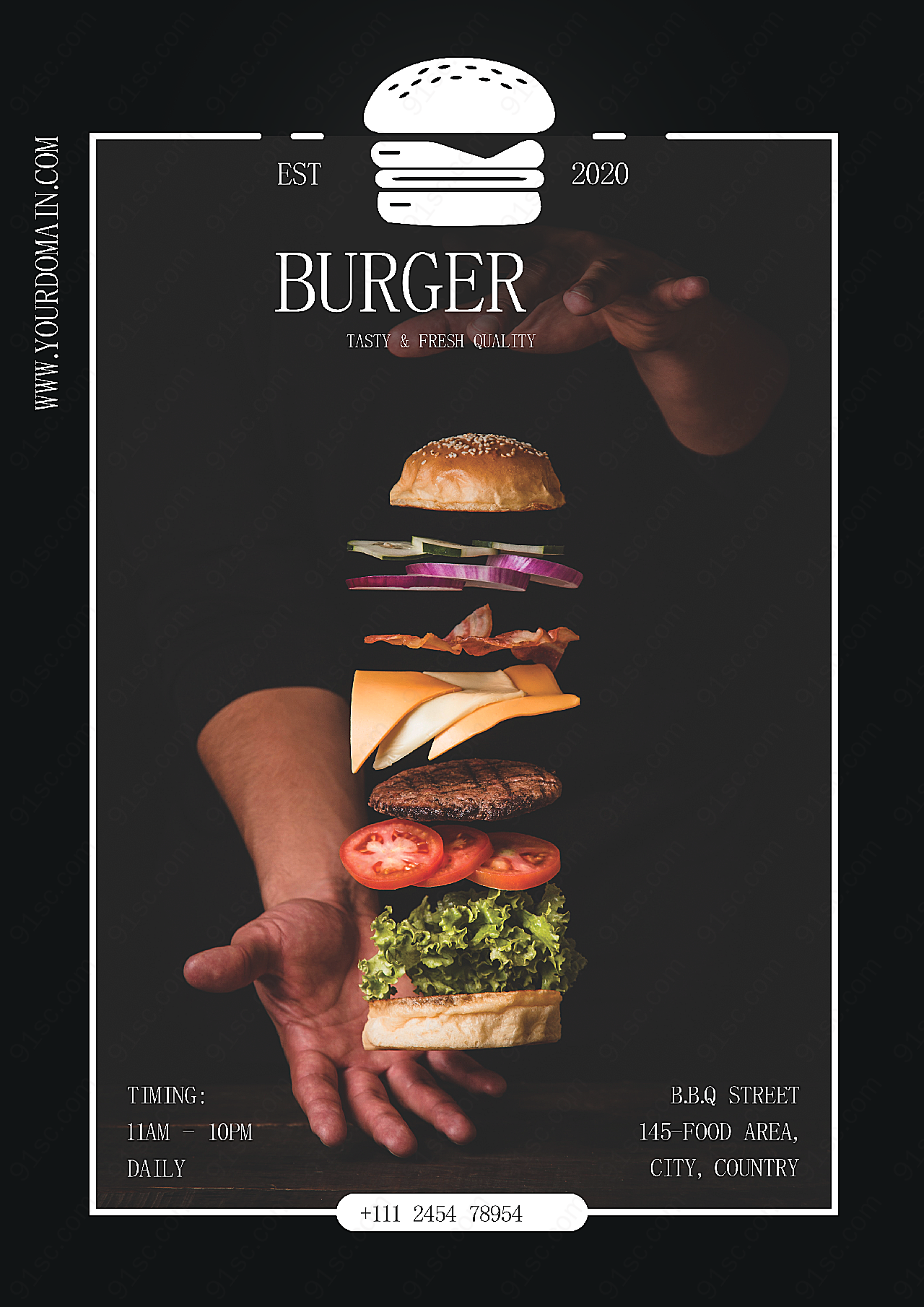 汉堡餐厅海报平面广告