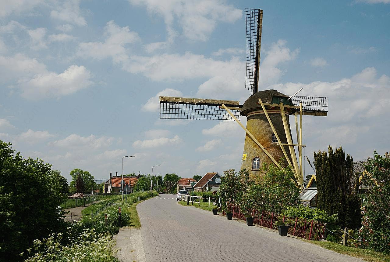 荷兰建筑风车图片摄影