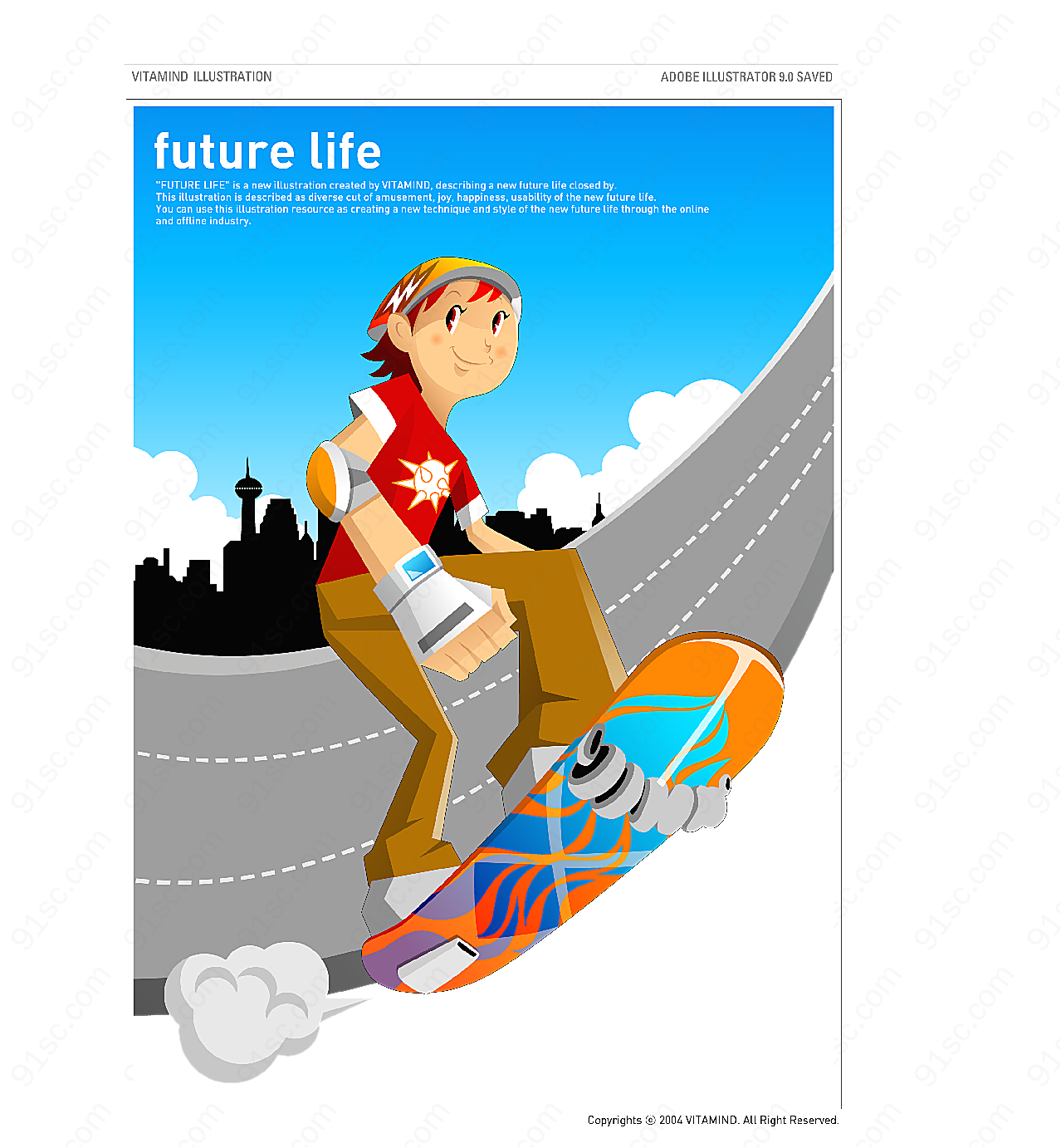 未来生活-滑板运动矢量生活人物