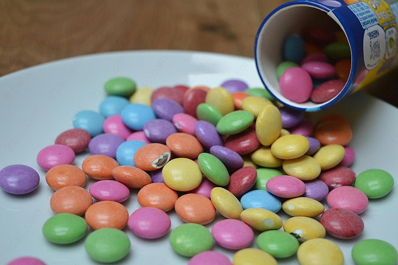 彩色圆形糖果图片美食摄影