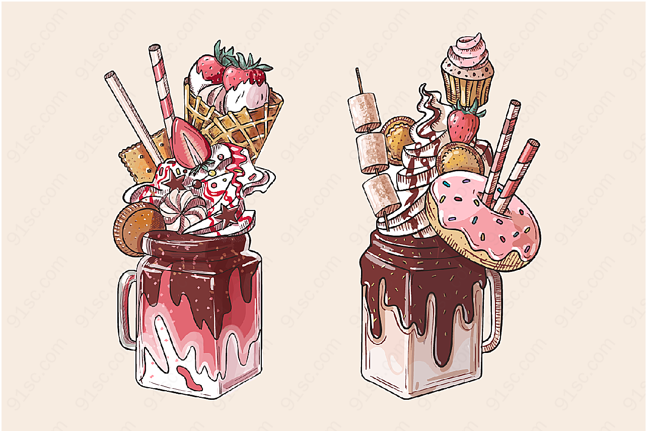 冰淇淋插画矢量美食