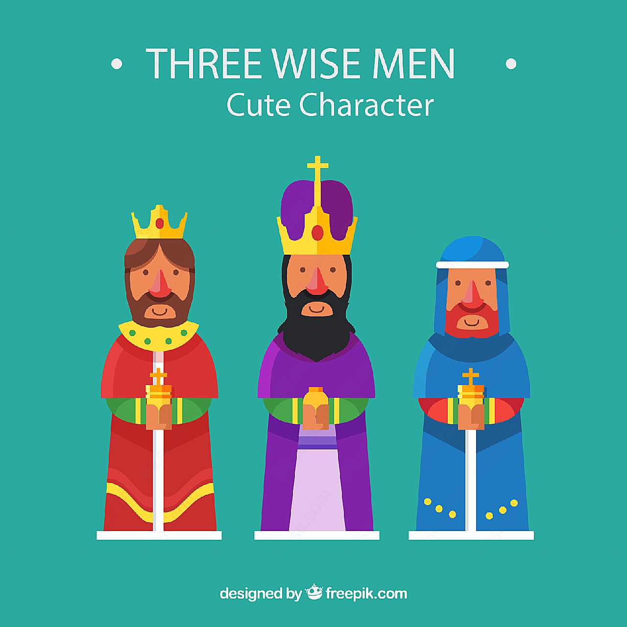 卡通三个国王角色角色角色矢量卡通角色