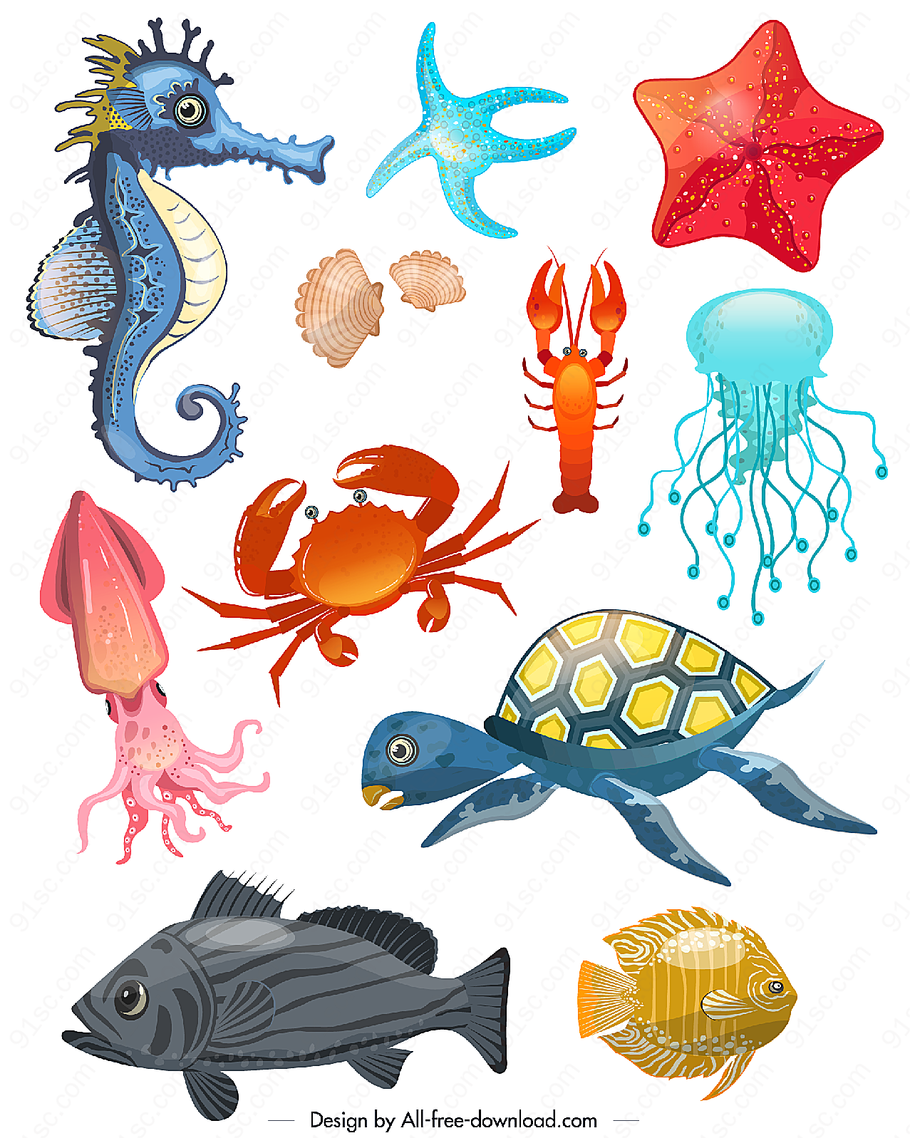 创意海洋动物水中生物