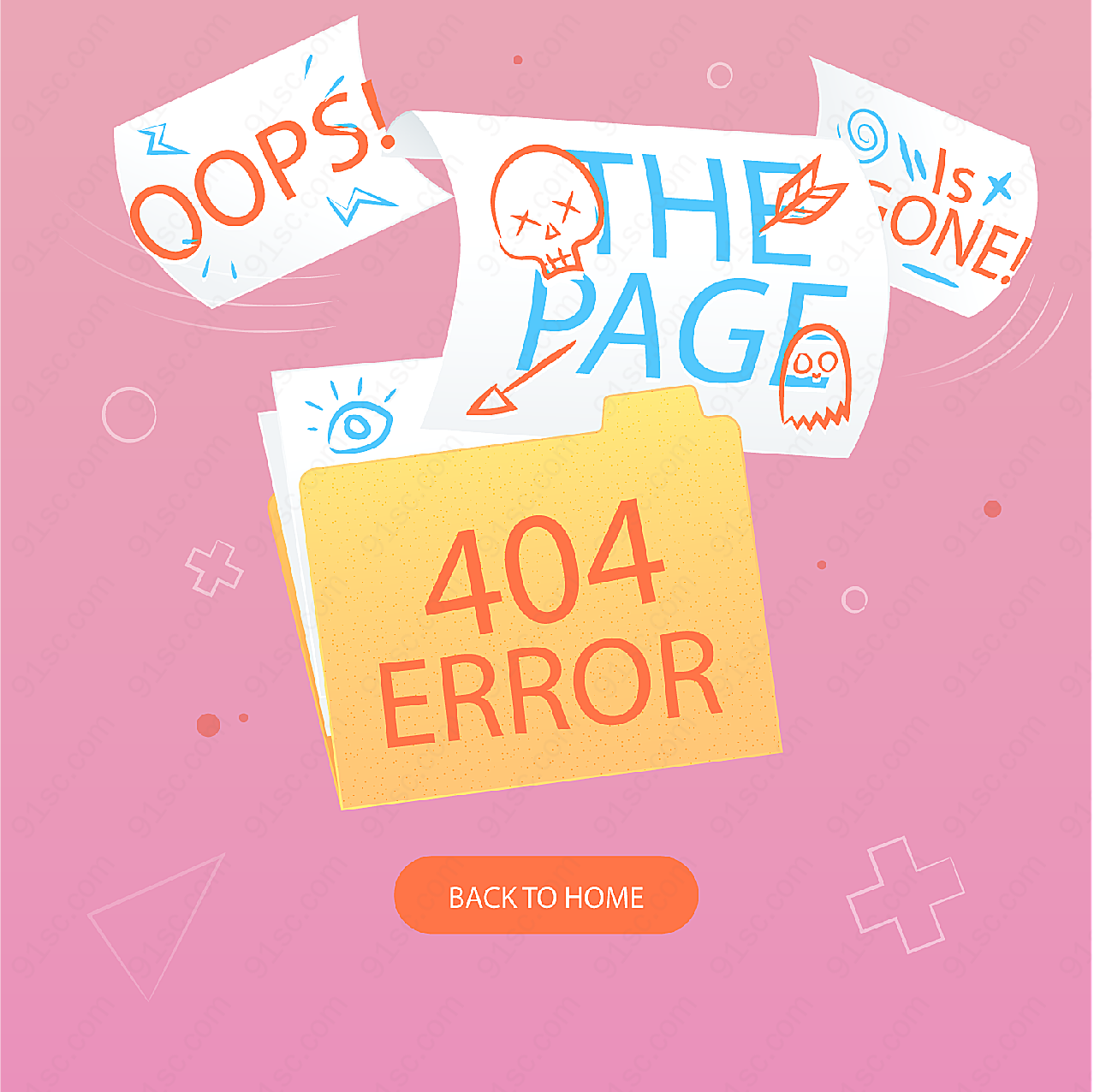 彩绘404错误页平面广告