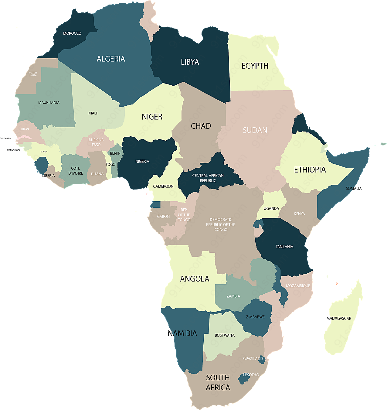 非洲拼图地图矢量地图