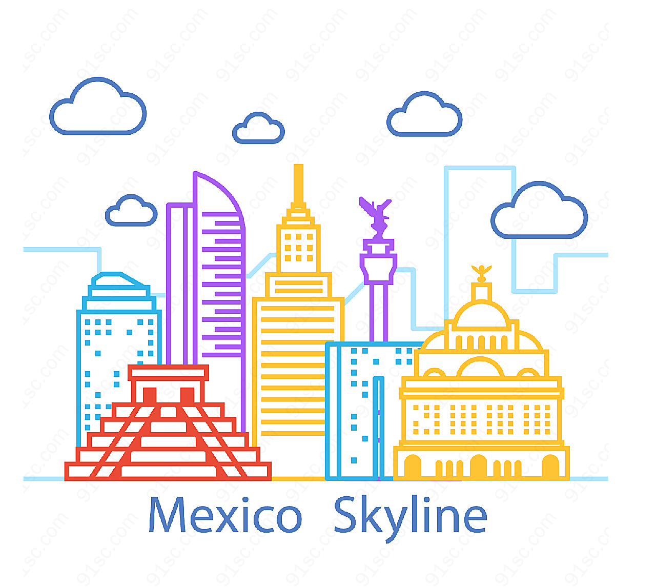 墨西哥着名建筑矢量建筑景观