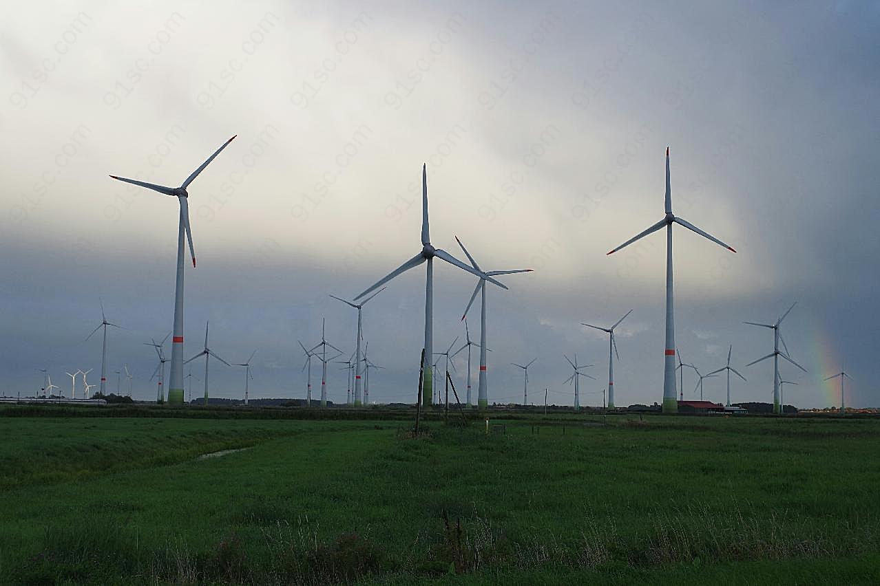 风力发电场风车图片机械设备