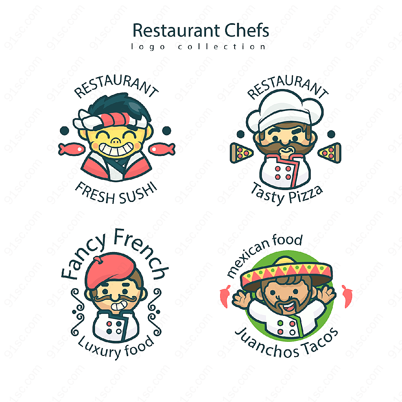 厨师餐馆标志矢量logo图形