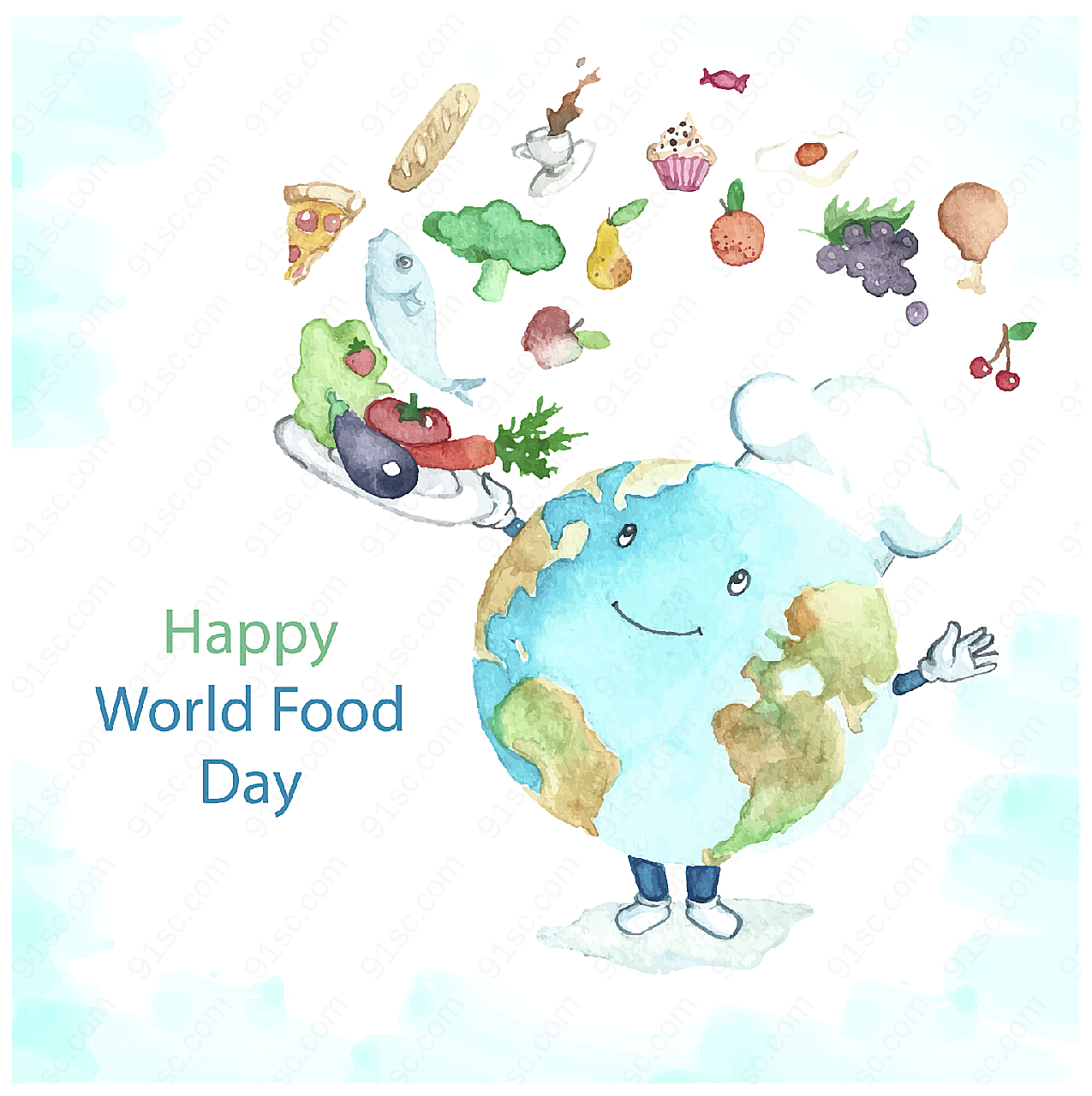 彩绘世界粮食日矢量节日其它