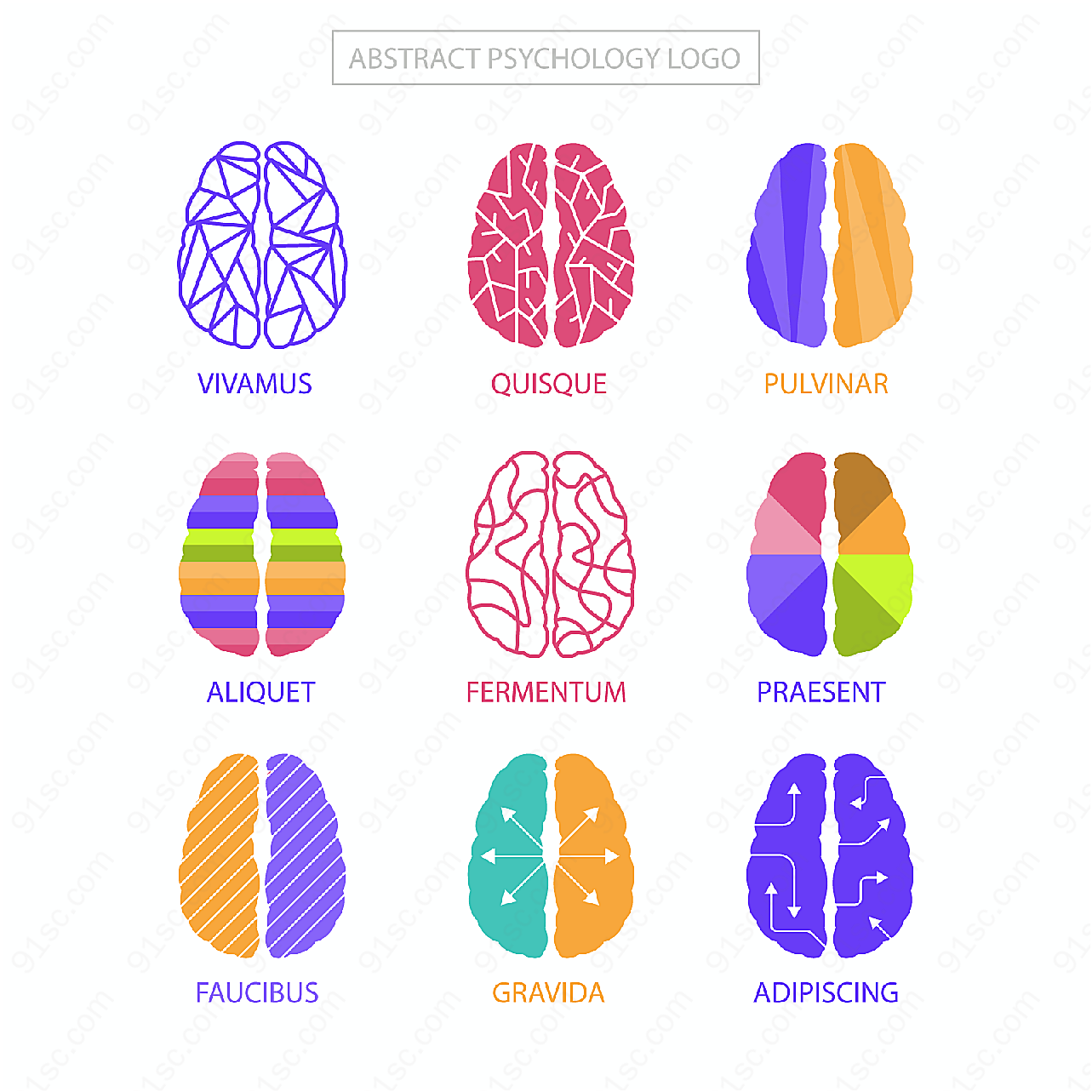 大脑心理学标志矢量logo图形