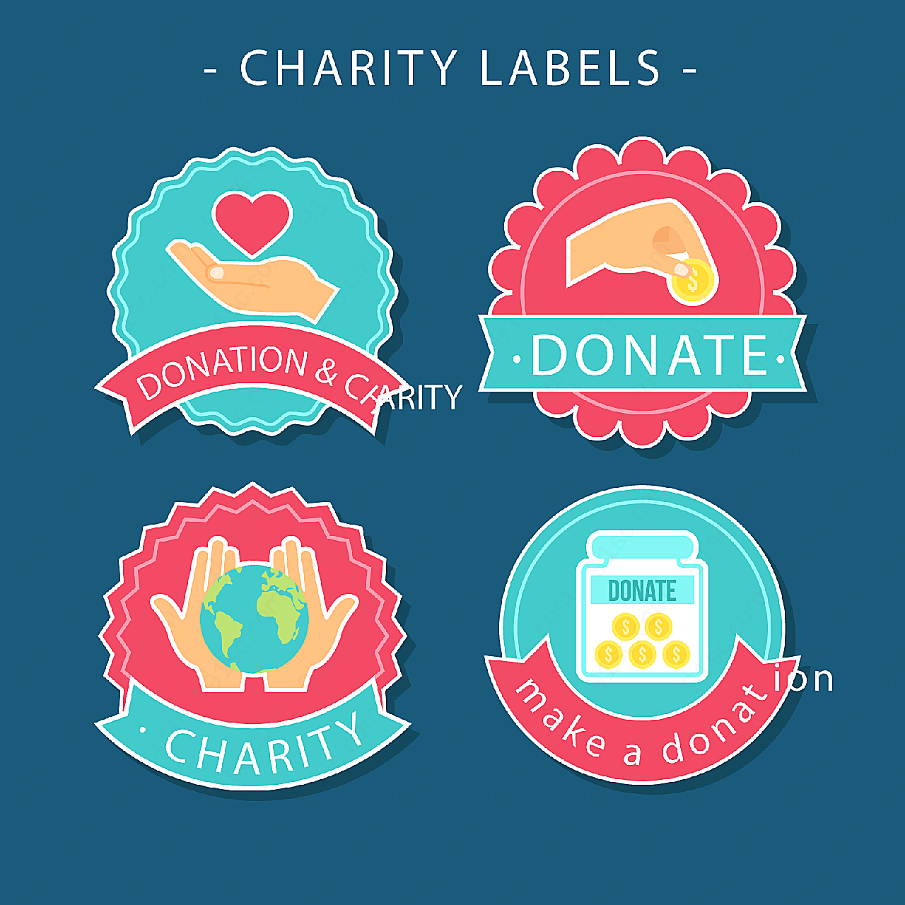 慈善捐款标签label矢量