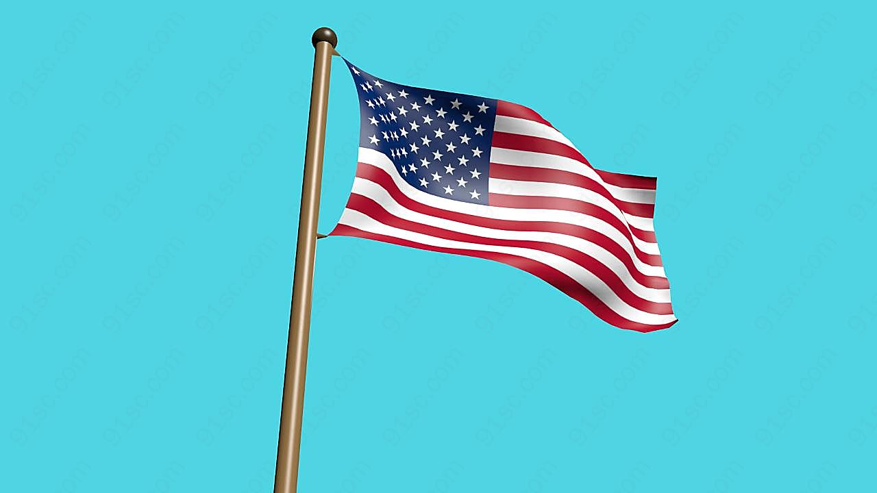 飘扬美国旗帜图片刺绣图案