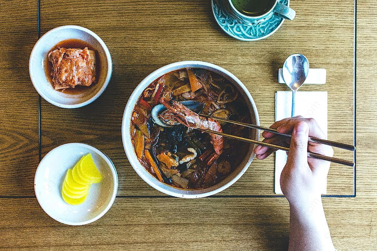 韩国海鲜炖餐饮美食高清摄影