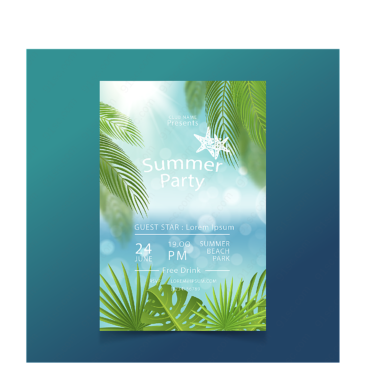 夏季派对传单平面广告