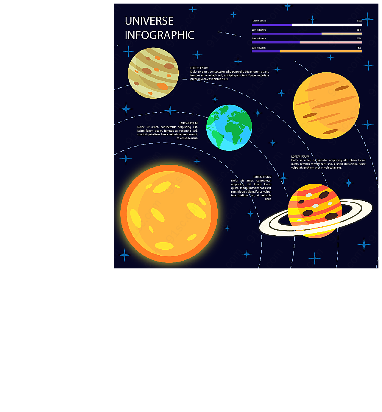 星球宇宙信息图矢量科技