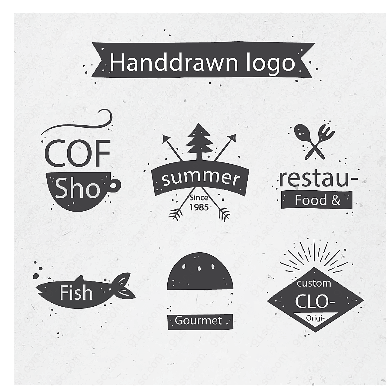 手绘商铺标志矢量logo图形