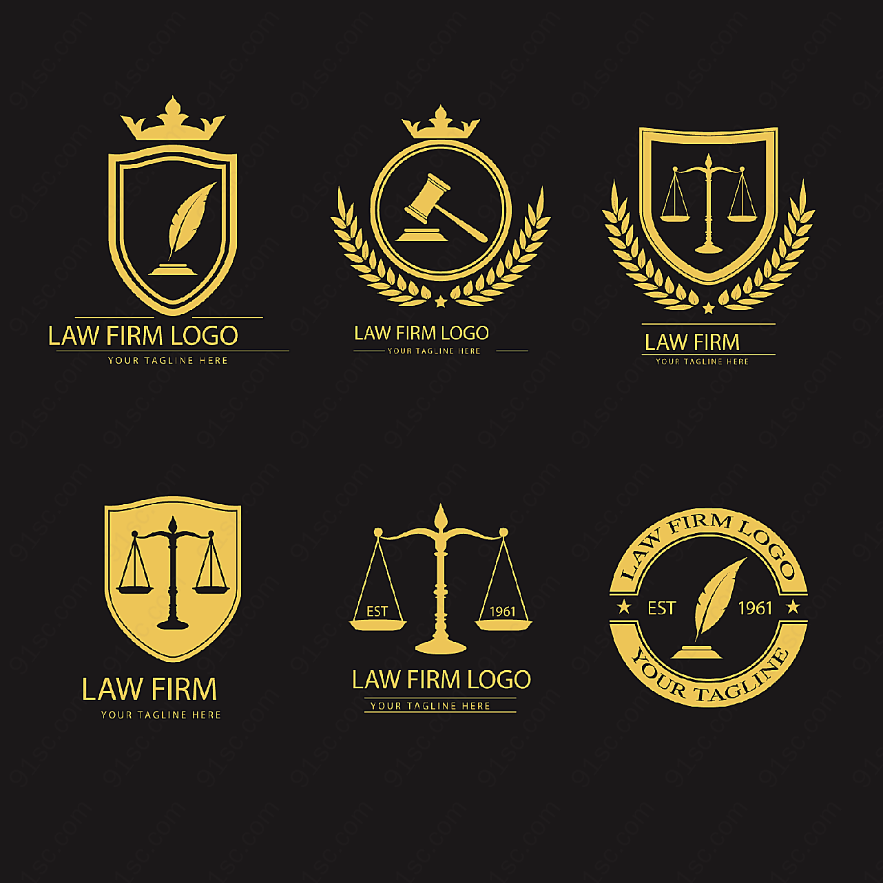 金色法律元素标志矢量logo图形
