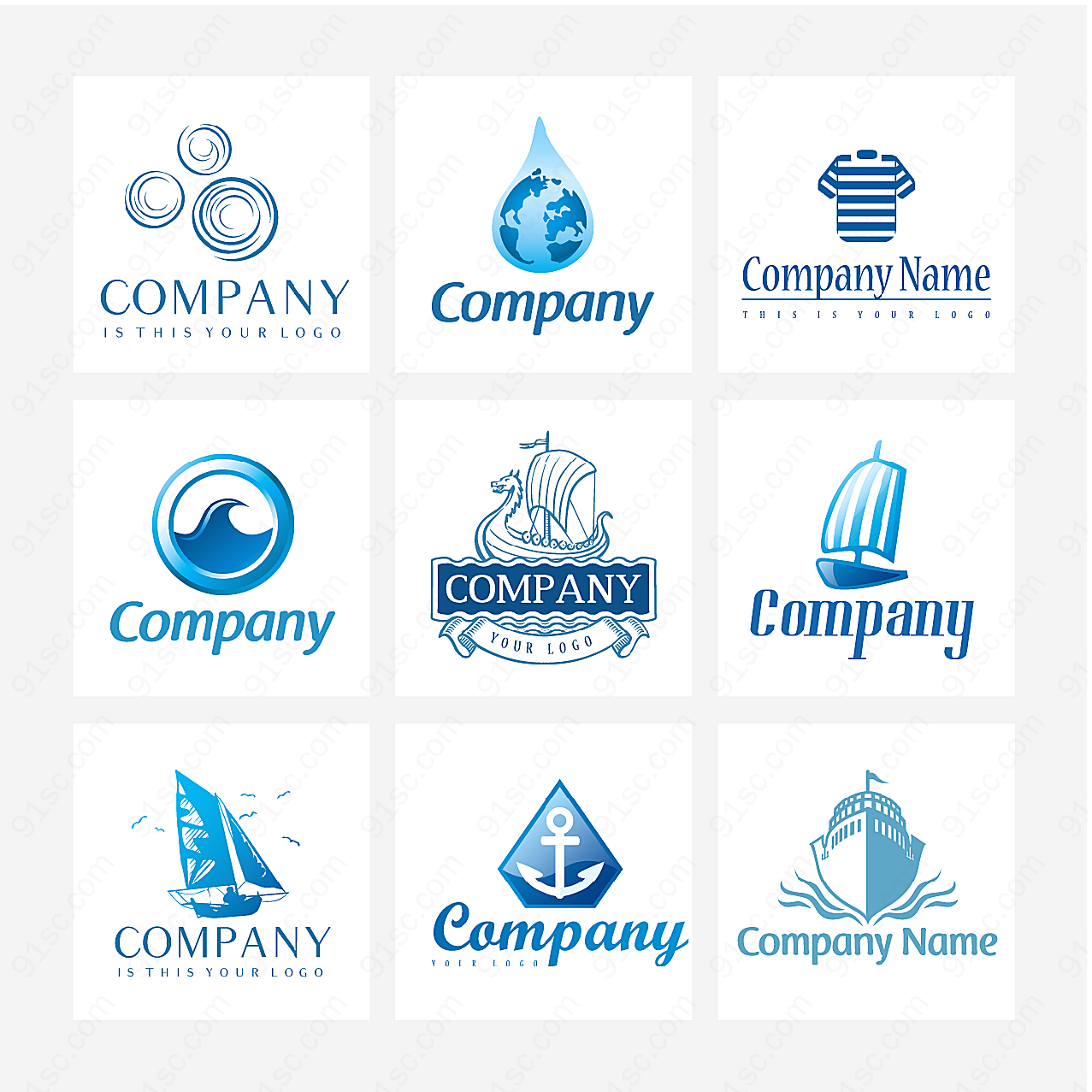 航海元素标志矢量logo图形
