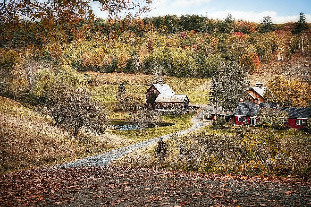 秋天美丽小镇图片自然风景