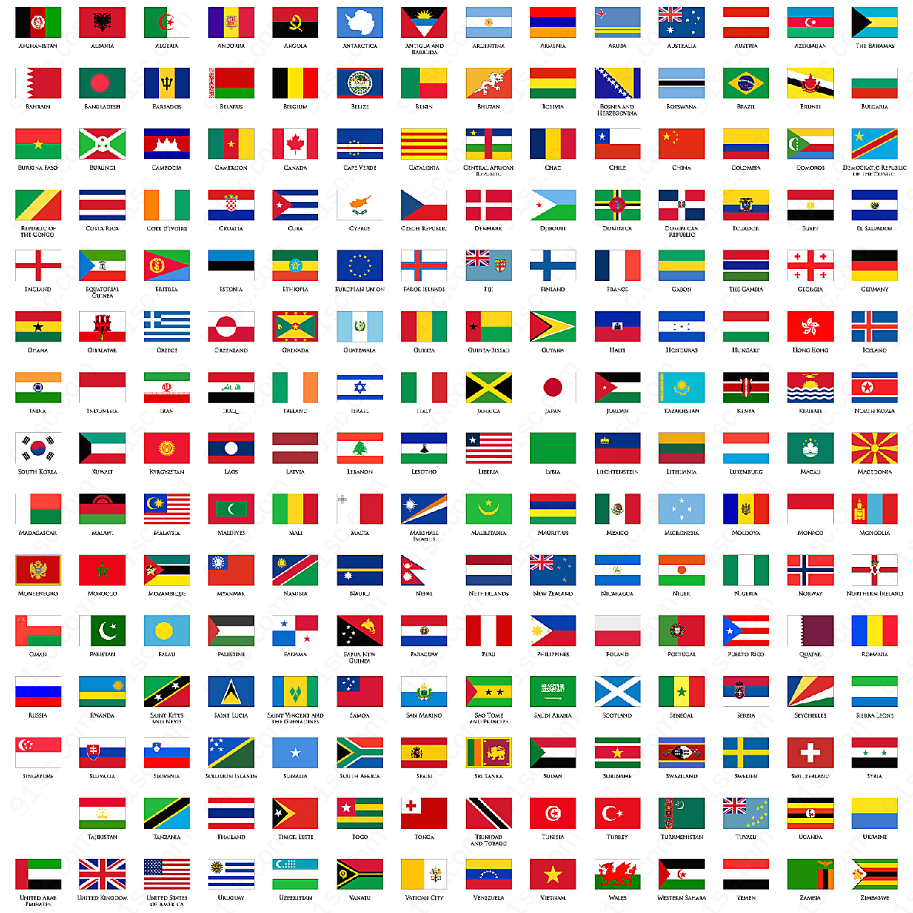 世界各国国旗区旗矢量旗帜图形