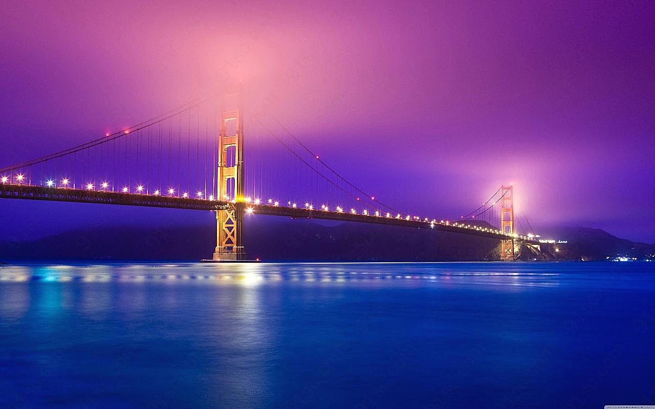 旧金山金门大桥夜景图片建筑