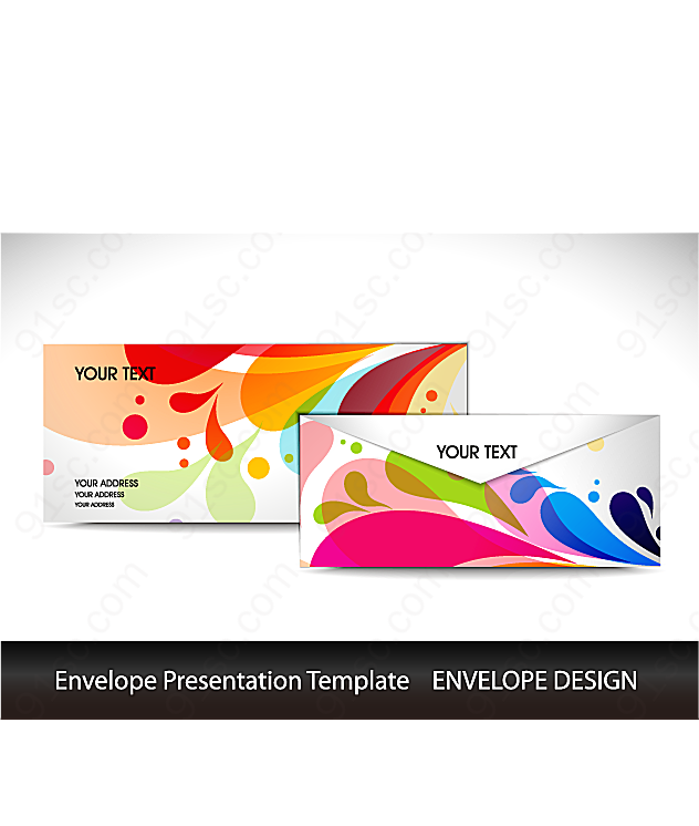彩色信封模板矢量vi模板广告设计