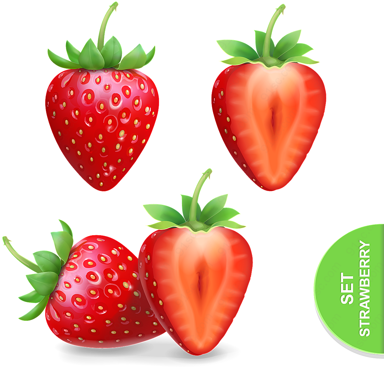 草莓和切面矢量矢量水果