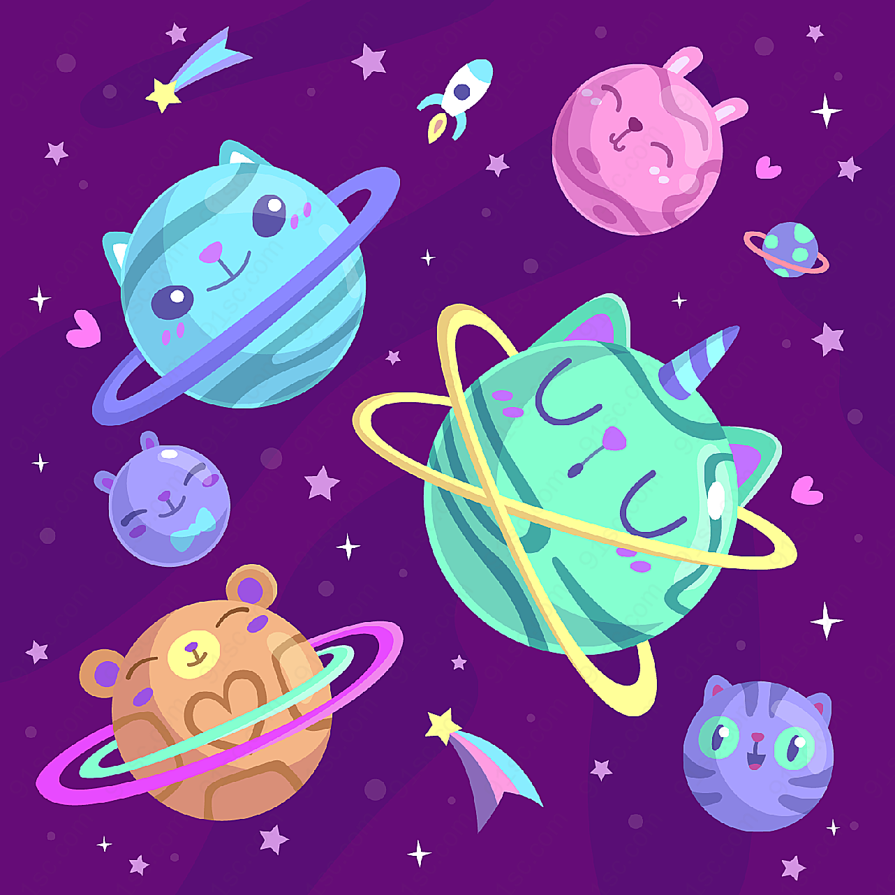 太阳系表情行星其它矢量卡通其它