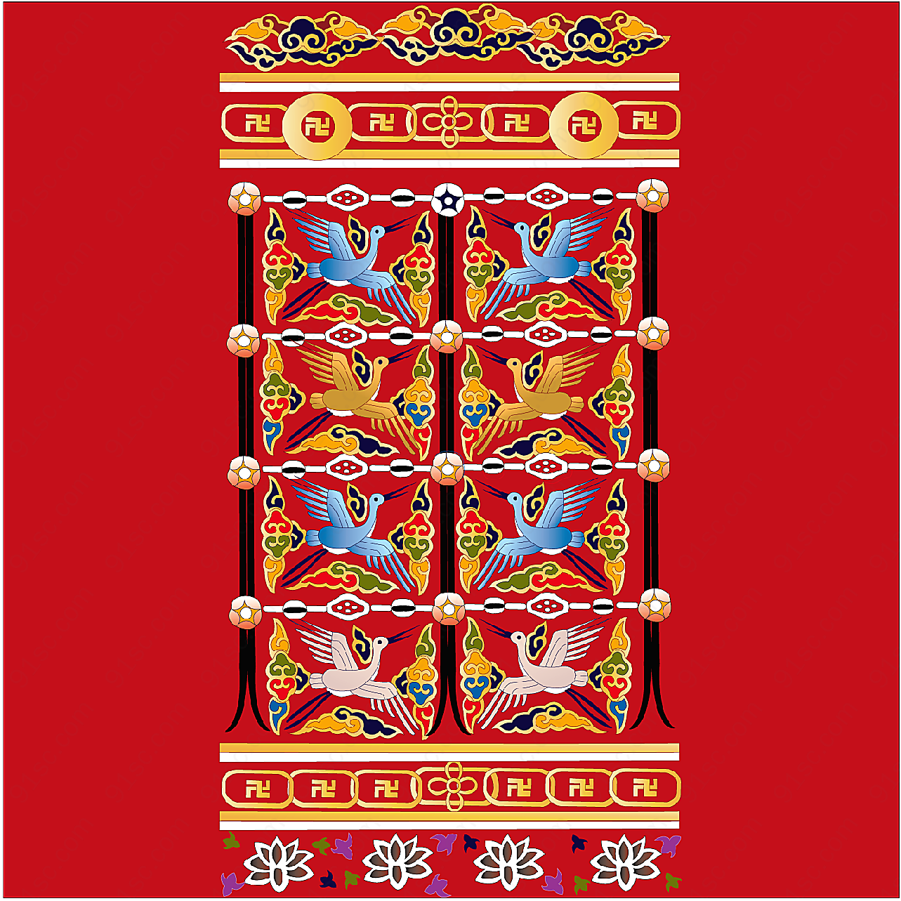 古典中国白鹤吉祥图案矢量传统文化