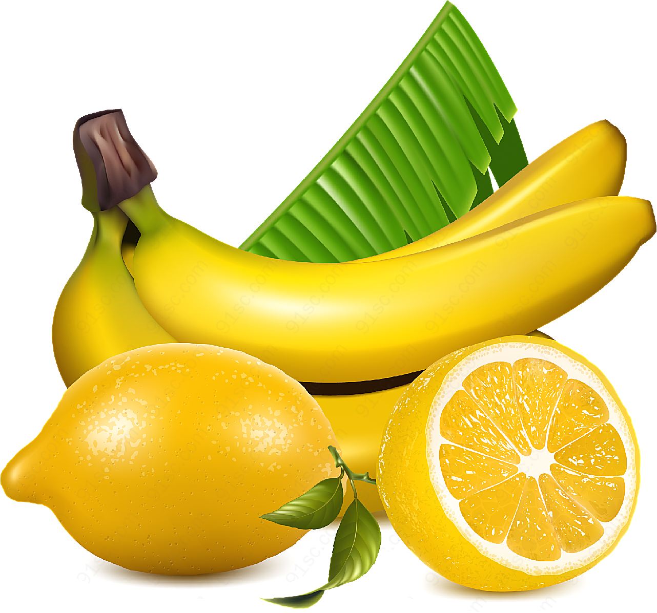 香蕉柠檬矢量矢量水果