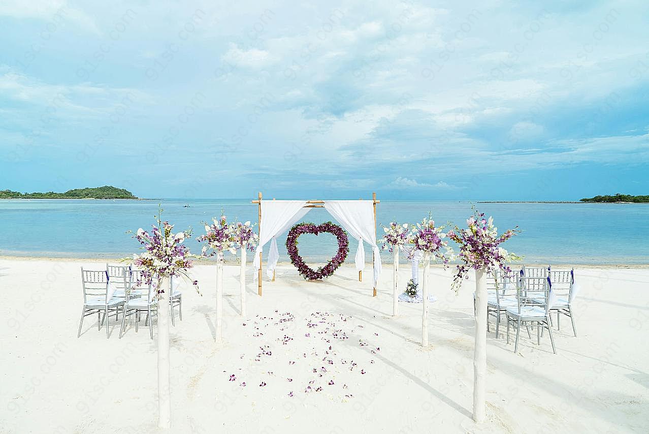 海滩浪漫婚礼布置图片家具