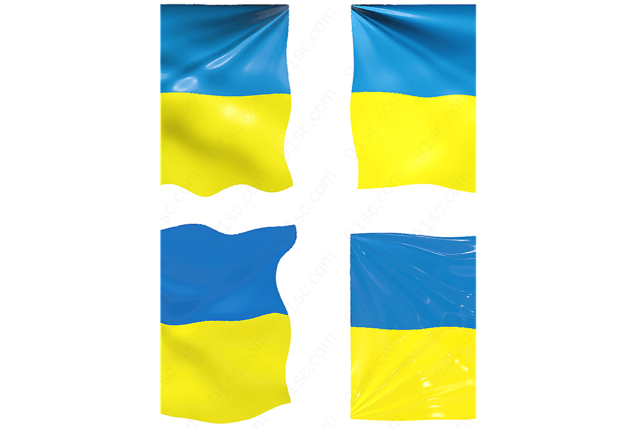 乌克兰国旗国徽矢量旗帜图形